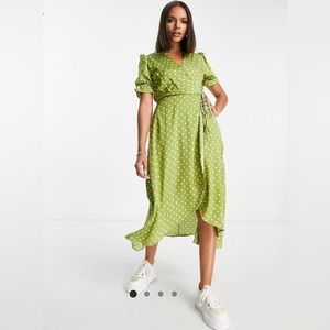 Polk dot lime green midi dress ASOS
